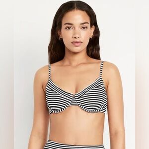 Striped Black & White Textured Bikini